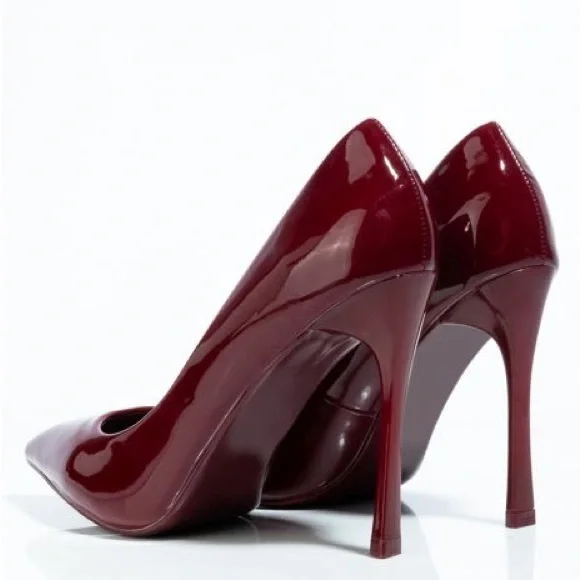 Azalea Wang Burgundy Stiletto High Heel Pumps - Picture 3 of 4
